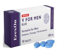 ErexOn V for Men - 10 Blue Tablets - Herbal Supplement for Men - Strong Effect - Mens Health Support Tablets - Performance & Enhancement - Maca, Glycine, Korean Ginseng and Zinc