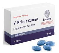 Erexon - V Prime Connect | 10 Blue Tablets 100mg | Herbal Supplement for Men | Men's Vitality Support | Performance & Enhancement | Ginseng Maca Root Zinc