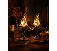 EREYTJ Witch Hat Lamp, Stained Witch Hat Lamp, Halloween Table Lamp with Warm Glow, Gothic Witch Decor Night Light for Bedroom, Mantel, Bookshelf, Entryway, Halloween Party and Witchy Room Décor