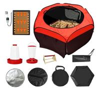ERFEI Feeding and Growth Set Chicks Starter Kit Brooder Box - Chicken Brooder with Heating Pad, Pop-Up Playpen Tent, Waterer, Feeder, Perch, Dual Doors, for Ducks & Quail, Includes Harness Leash