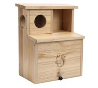 ERfover Large Squirrel Family House with Feeder Pine Wooden Box for Shelter Nesting Breeding Living Residence with Varnish Finished