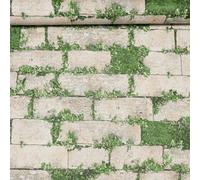 Erfurt Sophie Laurence Rustic Grey Stone Brick Effect Moss Foliage Textured Wallpaper Living Room Bedroom Feature Wall