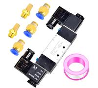 ERGAOBOY 1/4 Inch BSP 24V Double Coil Pilot Operated Electric Solenoid Valve with 2 Positions and 5-Way Connection (4V220-08)