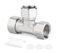 ERGAOBOY 1 Pcs 304 Stainless Steel 3 Way 3 Ends Flexible Movable Tee Connector, 3/4" Female T-Piece Pipe Fitting for Sprayer, Angled Valve, Shower Arm