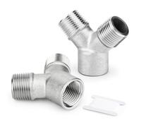 ERGAOBOY 1 PCS Y-Fitting Converter, 1/4" Male x 1/4" Male x 1/4" Female Fractional Tapered Thread, Stainless Steel 304 Cast Thread 3-Way Y-Fitting Union Nut Connector