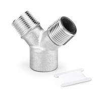 ERGAOBOY 1 PCS Y-Fitting Converter, 3/8" Male x 3/8" Male x 3/8" Female Fractional Tapered Thread, Stainless Steel 304 Cast Thread 3-Way Y-Fitting Union Nut Connector