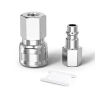 ERGAOBOY 1 Set German Type 1/4" BSP Female Air Coupler and Plug Kit | Interchangeable mating socket, mechanical shutoff check valve, airtight steel profile, for compressed air lines