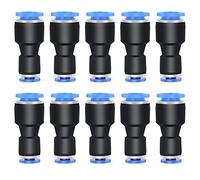 ERGAOBOY 10 Pcs 12MM Tube OD x 10MM Tube OD Straight Reducing Push to Connect Fittings, Blue Pneumatic Union Pipe Tube Reducer Push Lock