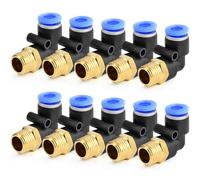 ERGAOBOY 10 Pcs 12mm Tube OD x 3/8 BSP Male Elbow Push to Connect, Pneumatic Air Push Fit Lock Fitting (PL12-03)