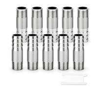 ERGAOBOY 10 Pcs 304 Stainless Steel Hose Barb Fitting, 1/4" BSP Male 13MM Barb Splicer Mender Round Union Coupler Adapter