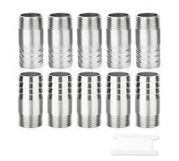 ERGAOBOY 10 Pcs 304 Stainless Steel Hose Barb Fitting, 1" BSP Male Barb Splicer Mender Round Union Coupler Adapter