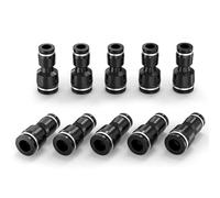 ERGAOBOY 10 Pcs 8MM Tube OD x 6MM Tube OD Straight Reducing Push to Connect Fittings, Black Pneumatic Tube Reducer Push Lock PG8-6