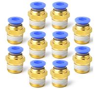 ERGAOBOY 10Pcs 8mm OD x 1/4" BSP Male Straight Push to Connect Fitting | Straight push in connection, secure internal claw grab, leakproof pressure tight, suitable for pneumatic tool air lines
