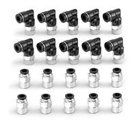 ERGAOBOY 10Pcs Black Elbow and Straight Combination 12MM Tube OD x 1/4" BSP Thread Push to Connect Fittings Pneumatic Quick Fittings Push Lock, PC12-02+PL12-02