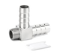 ERGAOBOY 1Pcs SS304 1/2" x19mm 90 Deg Male to Dual Barb BSP Elbow Fitting