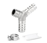 ERGAOBOY 1Pcs SS304 1/4"x12mm Male to Dual Barb Y BSP Threaded Pipe Fitting