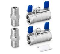 ERGAOBOY 2 PCS 1/2" BSP Female Mini-Ball Valve Shut-Off Switch, 304 Stainless Steel Fittings for Water, air and Industrial use.