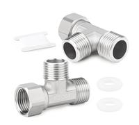 ERGAOBOY 2 Pcs 304 Stainless Steel 3 Way Right Flexible Movable Tee Connector, 3/4" Male BSP T-Fitting Union Nut Pipe for Sprayer, Angled Valve, Shower Arm