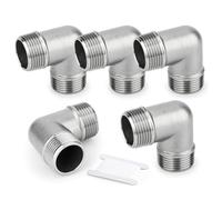 ERGAOBOY 2 Pcs 304 Stainless Steel 90-Degree Male Elbow Pipe Fitting 3/8" BSP Male Pipe Fitting