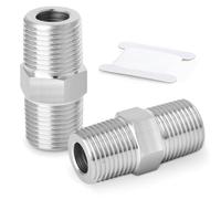 ERGAOBOY 2 Pcs 304 Stainless Steel Hex Fittings, Pipe Fitting 3/8" BSP Male Pipe x 3/8" BSP Male Pipe