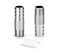 ERGAOBOY 2 Pcs 304 Stainless Steel Hose Barb Fitting, 1/4" BSP Male Barb Splicer Mender Round Union Coupler Adapter