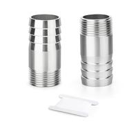 ERGAOBOY 2 Pcs 304 Stainless Steel Hose Barb Fitting, 1" BSP Male 32MM Barb Splicer Mender Round Union Coupler Adapter