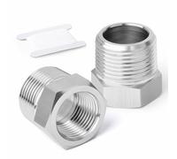 ERGAOBOY 2 Pcs 304 Stainless Steel Reducer Hex Bushing, 3/8" BSP Male to 1/4" BSP Female Pipe, Reducing Adapter Fitting Converter