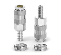 ERGAOBOY 2 Pcs Male Industrial Air Coupling with 10MM Hose Barb, Flow Quick Connect Air Coupling and Plug Kit Pneumatic Compressor Hose Fittings