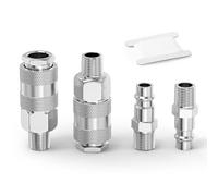 ERGAOBOY 2 Set Euro 1/4" BSP Male Thread Air Coupler and Plug Kit | Push-to-connect sleeve, internal spring check valve, leakproof quick snapping, for pneumatic tube networks