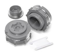 ERGAOBOY 2Pcs 1-1/2" BSP PVC Bulkhead Fitting, Black Water Tank Connector Adapter Fitting with Plugs & Gasket for Rain Barrels, Aquariums, Ponds