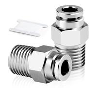 ERGAOBOY 2Pcs 12MM Tube OD X 1/4" BSP Thread Male Thread Straight Stainless Steel 304 Push-in Fittings Pneumatic Push-in Fitting
