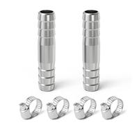 ERGAOBOY 2Pcs 28MM 304 Stainless Steel Hose Barb Splicer Mender Round Union Coupler, Straight Adapter Fitting with Clamp for Air Water Fuel