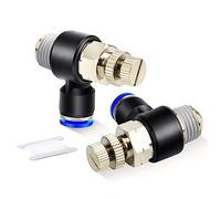 ERGAOBOY 2Pcs 8mm OD x 1/4" 90 Deg Elbow Air Flow Control Valve | Right angle needle, adjustable turn dial knob, airtight thread seal, suitable for air compressed lines