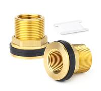 ERGAOBOY 2Pcs Brass Bulkhead Water Tank Connector, 3/4" BSP Male - 1/2" BSP Female Theaded Fitting with 2 Rubber Rings for Rain Barrels, Aquariums, Tubs