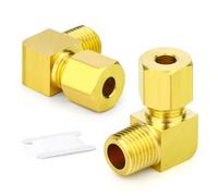 ERGAOBOY 2Pcs Brass Compression Tube Pipe Fitting, 10MM Tube OD X 1/8" BSP Thread 90 Degree Elbow Male Compression Union Connector