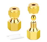 ERGAOBOY 2Pcs Brass Compression Tube Pipe Fitting, 4MM Tube OD X 1/8" BSP Female Compression Union Straight Connector