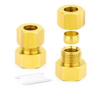 ERGAOBOY 2Pcs Brass Compression Tube Pipe Fitting, 8MM Tube OD X 1/4" BSP Female Compression Union Straight Connector