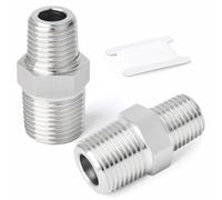 ERGAOBOY 2Pcs SS304 1/2" x 1/4" Male BSP Reducing Hex Nipple Fitting | Unequal male threaded ends, hex center wrench drove, airtight tight seals, suitable for fluid pipeline connection