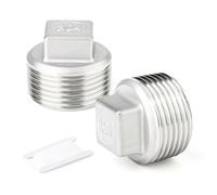ERGAOBOY 2Pcs SS304 3/8" Male BSP Threaded Square Head Pipe Plug
