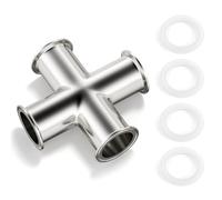 ERGAOBOY 4 Way Cross Clamp Fits 2" Tube OD Stainless Steel 304 Sanitary Fitting 2" Tri Clamp 64MM Ferrule Flange (Pipe OD:51mm)
