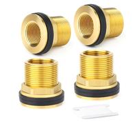 ERGAOBOY 4Pcs Brass Bulkhead Water Tank Connector, 3/4" BSP Male - 1/2" BSP Female Theaded Fitting with 2 Rubber Rings for Rain Barrels, Aquariums, Tubs