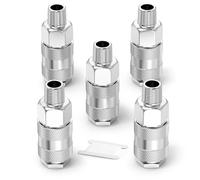 ERGAOBOY 5 Pcs 3/8" BSP Male Air Hose Fittings, Flow Quick Connect Industrial Air Coupler and Plug Kit Couplings Connector, Pneumatic Compressor Hose Fittings Kit for Auto Shop
