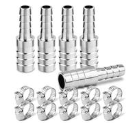 ERGAOBOY 5 Pcs 304 Stainless Steel 25MM to 16MM Reducing Hose Barb Adapter, Barb Splicer Union Mender Coolant Pipe Fitting for Water Fluid Air