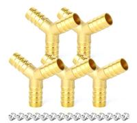 ERGAOBOY 5 Pcs 6mm Brass Hose Nozzle, 3 Way Y Shaped Hose Fitting with 15 Pcs Clamps