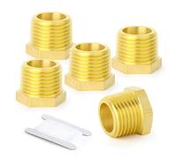 ERGAOBOY 5 Pcs Brass Reducer Hex Bushing, 3/8" BSP Female to 1/2" BSP Male Thread, Reducing Convert Adapter Pipe Fitting