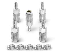ERGAOBOY 5 Pcs Male Industrial Air Coupling with 6MM Hose Barb, Flow Quick Connect Air Coupling and Plug Kit Pneumatic Compressor Hose Fittings