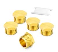 ERGAOBOY 5Pcs 1/2" BSP Male Pipe Plug Outer Hex Thread Socket Plug, Brass Adapter for Pipe Fittings