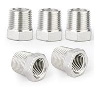 ERGAOBOY 5Pcs 1/2" Male x 1/4" Female BSP SS304 Reducer Hex Bushing Fitting | Male to female thread reducer, hexagonal wrench drove, tight seal engagement, suitable for fluid pipeline connection