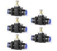 ERGAOBOY 5Pcs 10mm Tube OD Straight Pneumatic Speed Control Valve | Rotary screw needle, precision throttling drift, dual end insert lock, suitable for air compressed lines