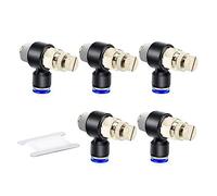 ERGAOBOY 5Pcs 6mm OD x 1/8" 90 Deg Elbow Air Flow Control Valve | Right angle needle, adjustable turn dial knob, airtight thread seal, suitable for air compressed lines